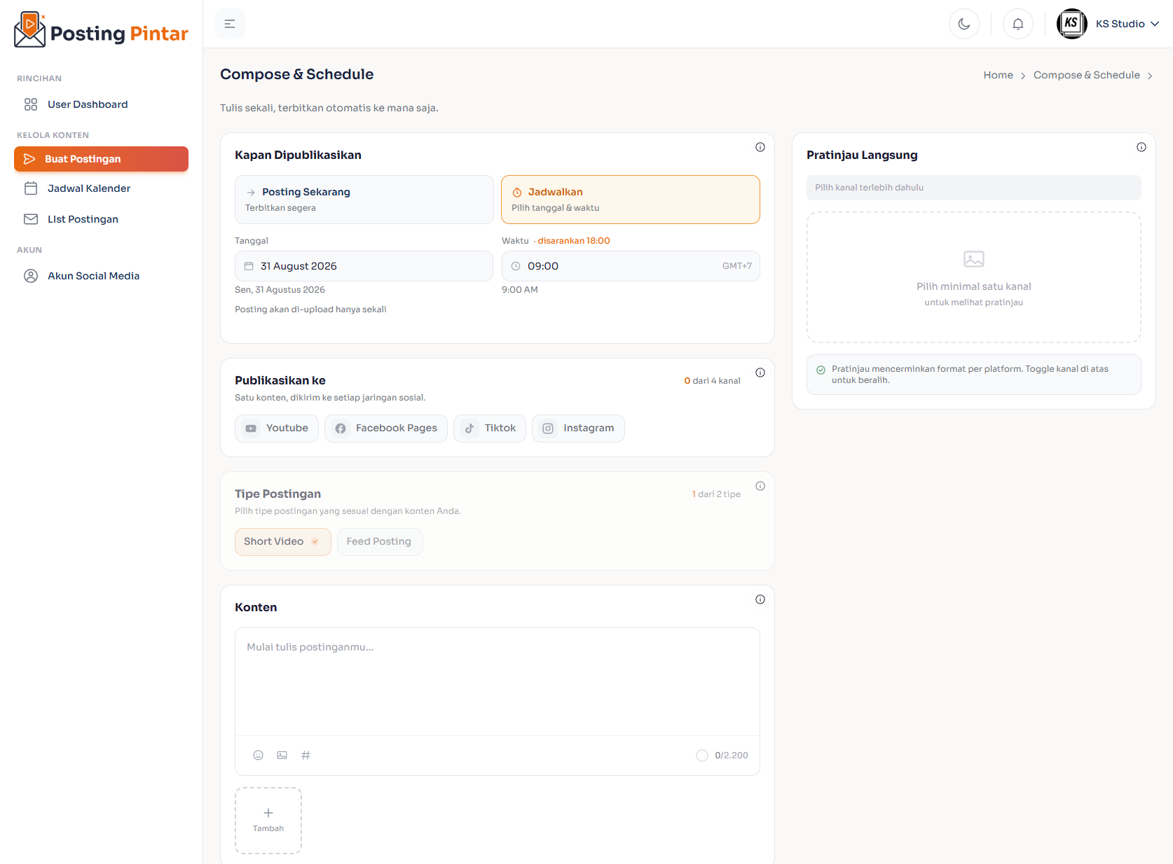 Compose & Schedule Posting Pintar